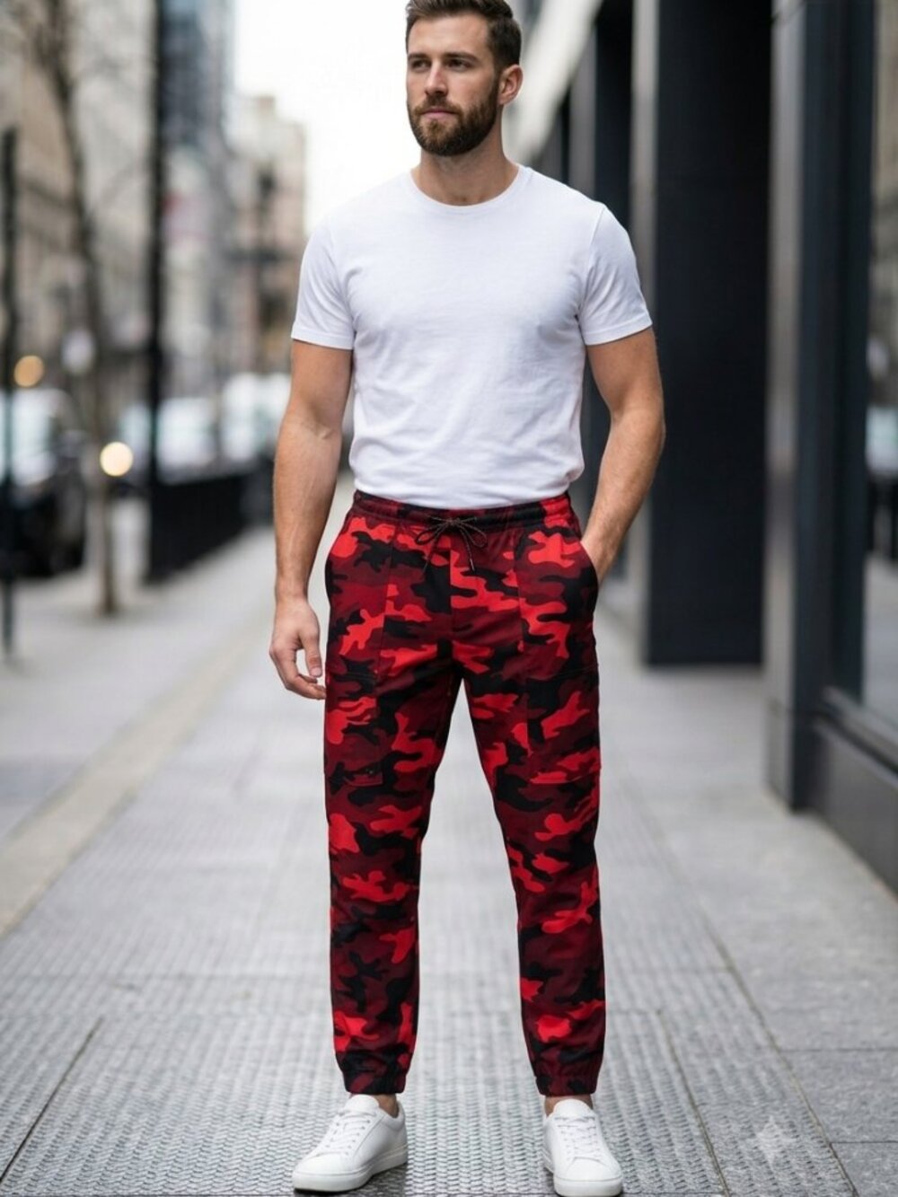 Michael Kors Men's Joggers Sz 36x32 Pop Red Camo Tech Pants NWT MSRP $148